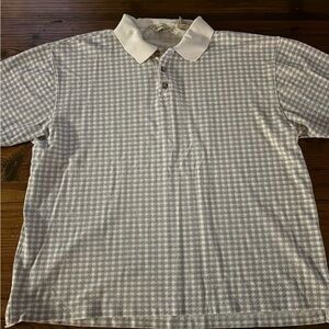 Vintage Eddie Bauer Men's Check Polo - White & Light Gray